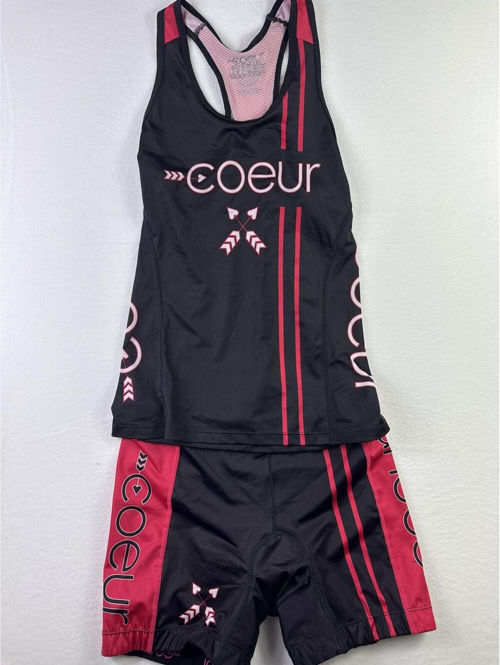 Coeur Women's Cycling Tank and Shorts Set Black Pink LG